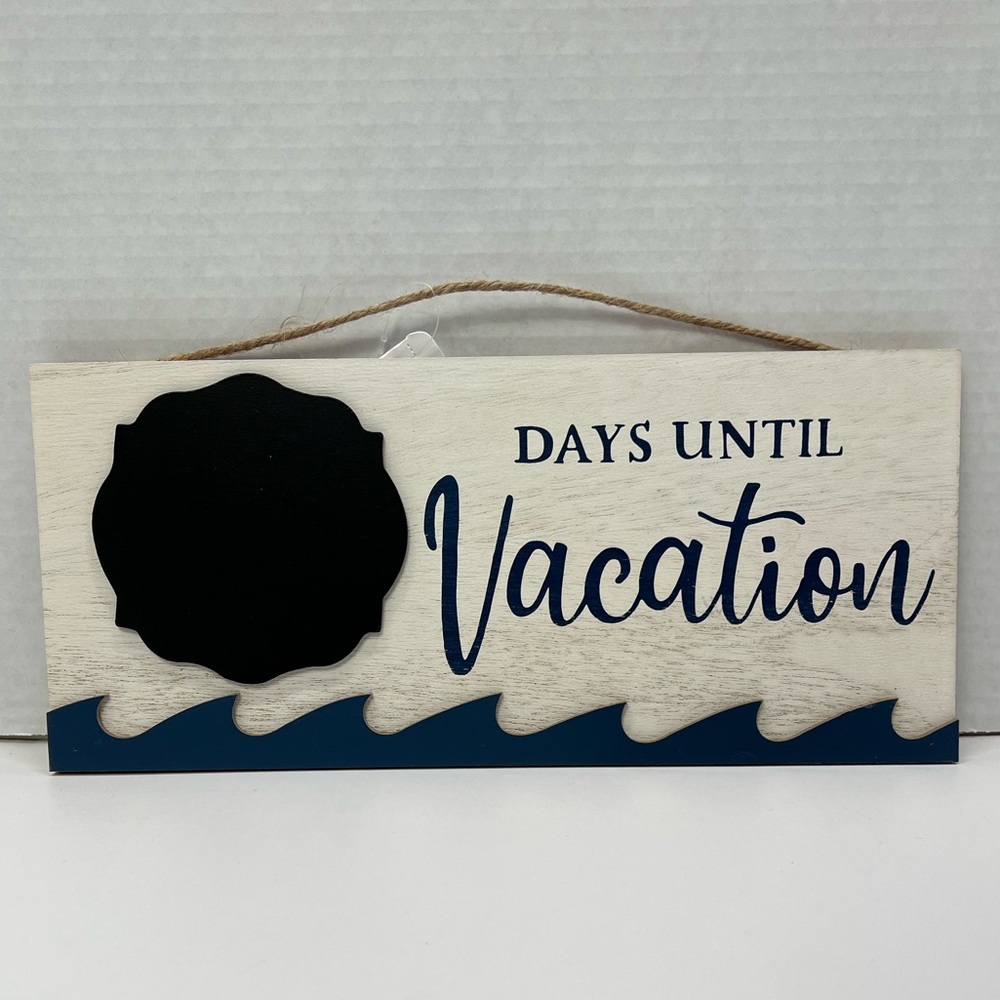 Vacation Countdown Wall Hanging Sign Decor Chalk Office Summer Beach Travel Bday